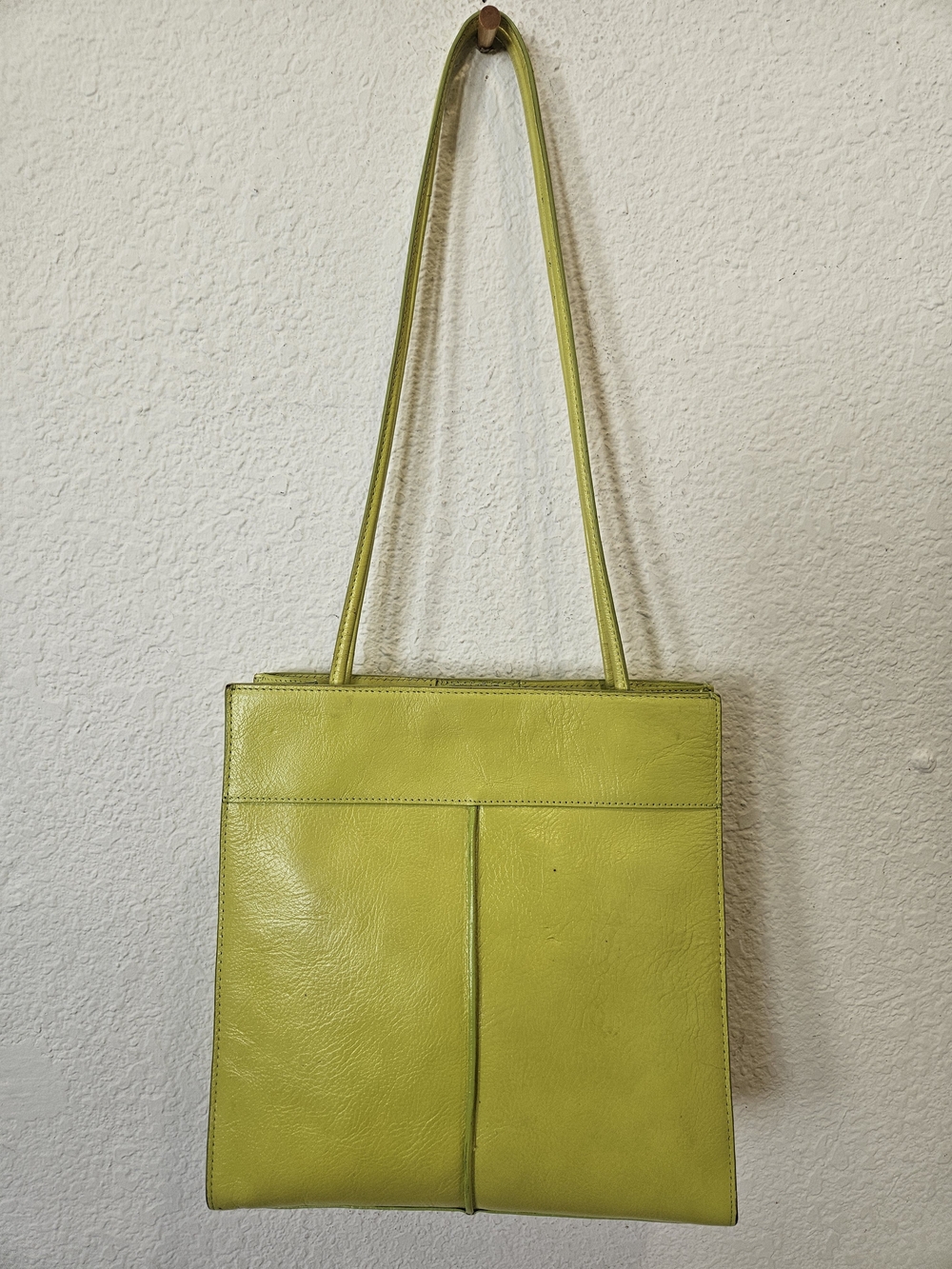 Wilsons Leather Pelle Studio Green Leather Tote Bag Structured Geometric Minimal